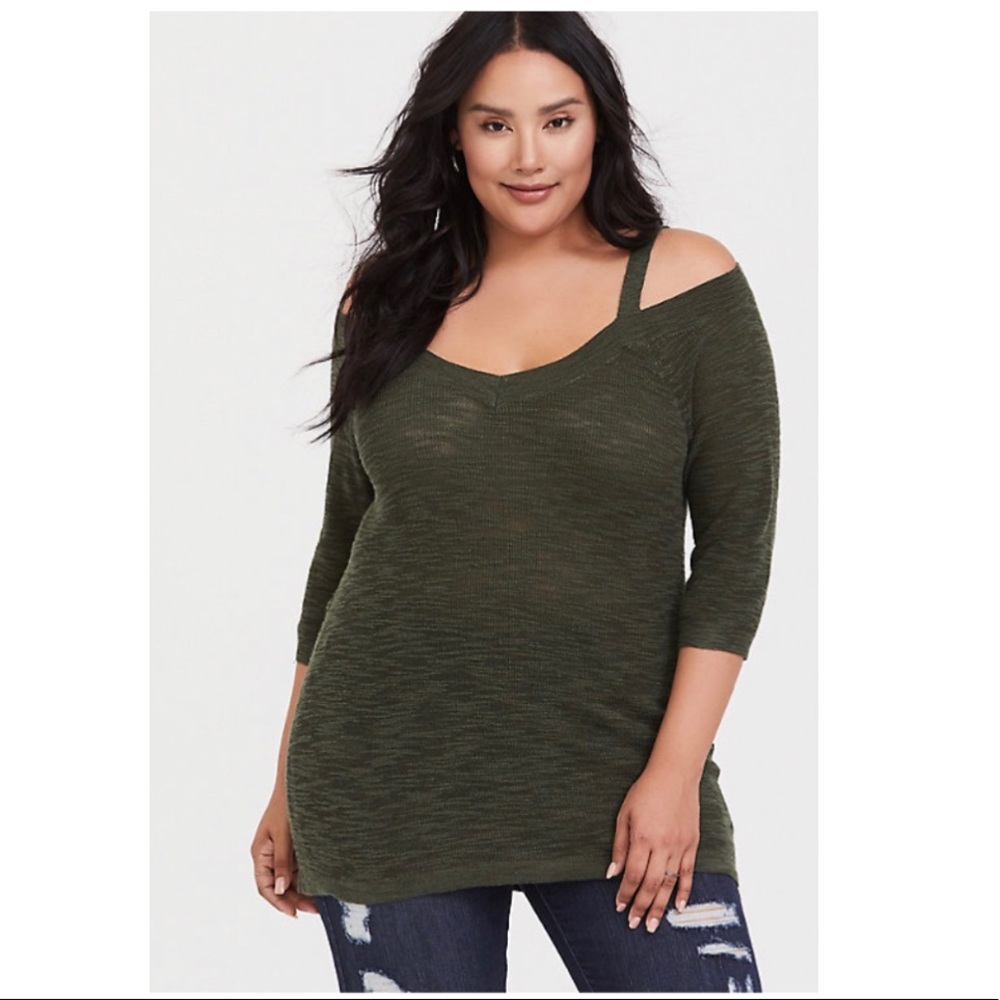 Olive Green Cold Shoulder Tunic Torrid Size 00 or M/L